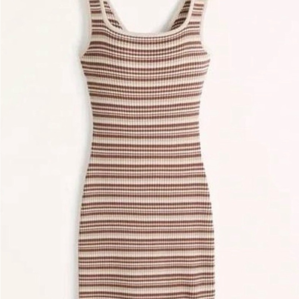 Abercrombie & Fitch Brown and Cream Striped Mini Dress